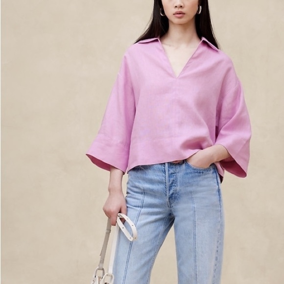 NWT! Banana Republic Black European Linen Polo - Size XS🗺️ - Picture 2 of 5